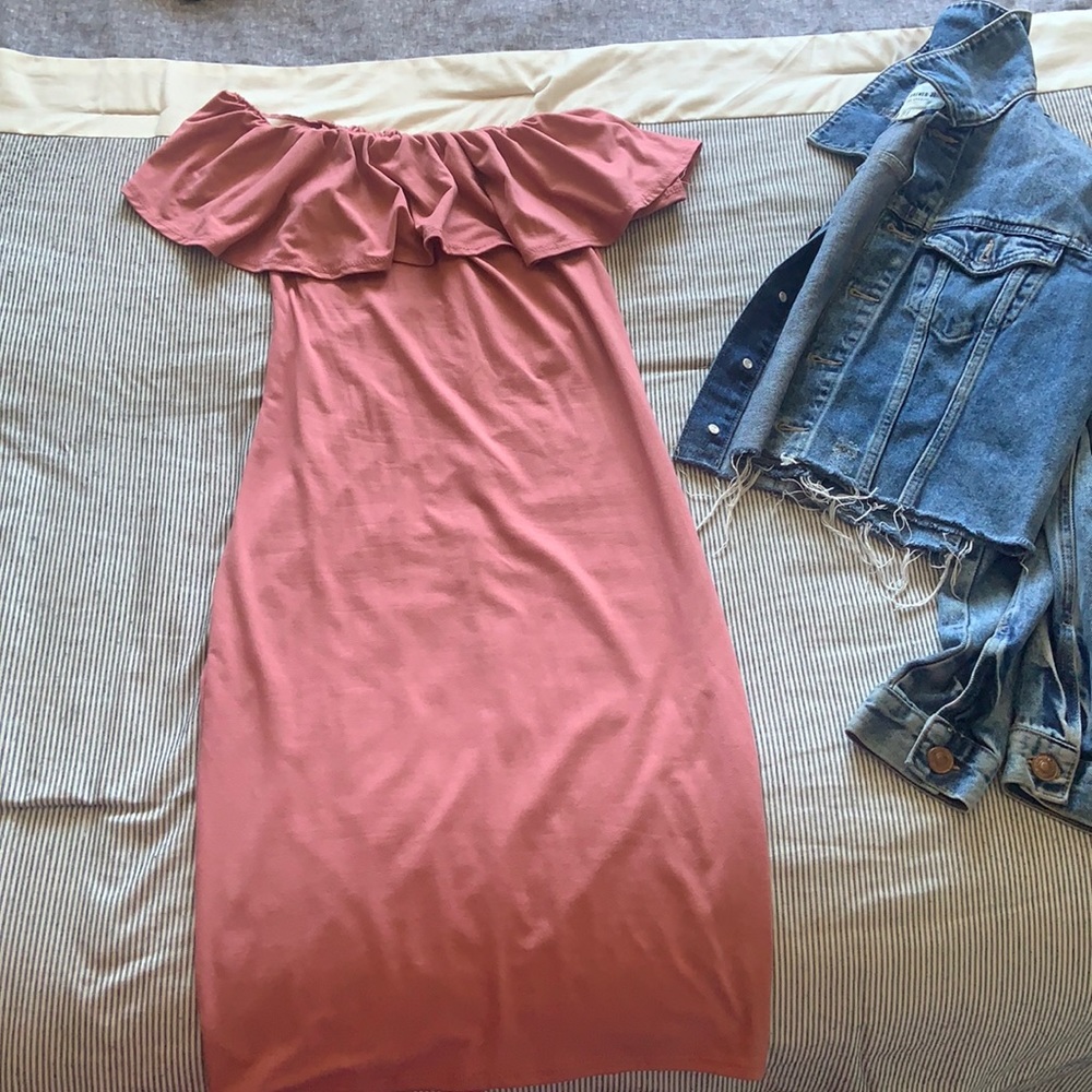 Blush pink Off shoulder bodycon dress